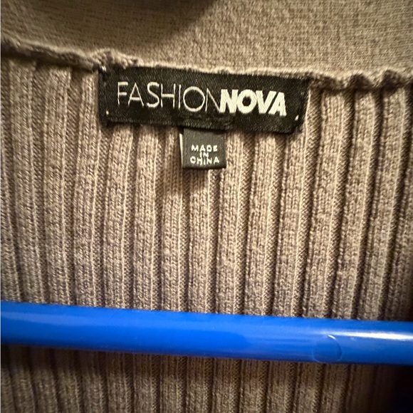 Gray Ribbed Button-Up Cardigan Dress - Picture 4 of 5